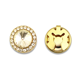 Cubrebotones de lat&oacute;n Eco-brass&reg; zirc&oacute;n redondos Dorado-cristal