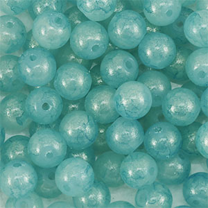Abalorios de vidrio con glitter 8 mm Azul turqueza-dorado