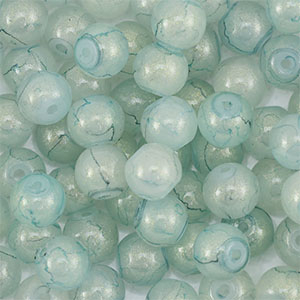 Abalorios de vidrio con glitter 6 mm Verdoso gris-dorado
