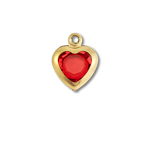 Colgantes Acero Inox coraz&oacute;n Dorado-rojo