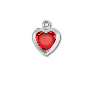 Colgantes Acero Inox coraz&oacute;n Plateado-rojo