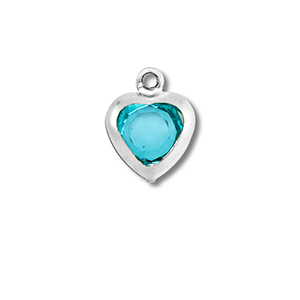 Colgantes Acero Inox coraz&oacute;n Plateado-azul aquamarina
