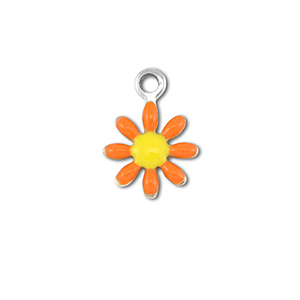 Colgantes Acero Inox flor Plateado-naranja-amarillo