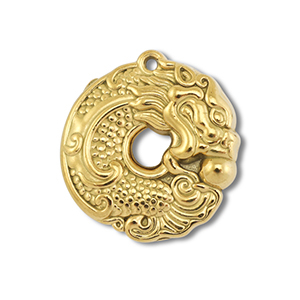 Colgantes Acero Inox dona con drag&oacute;n Dorado