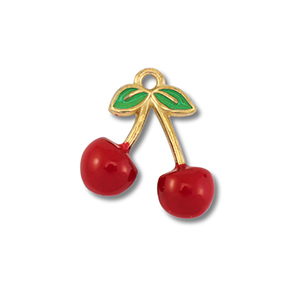 Colgantes Acero Inox cerezas Dorado-rojo-verde