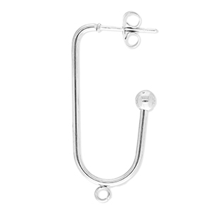 Fornituras Acero Inox pendientes ovalado largo con anilla Plateado
