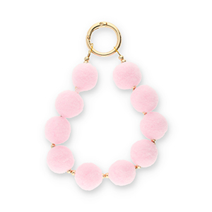 llavero pomp&oacute;n Rosa claro-dorado