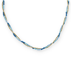 Cadenas Acero Inox abalorios faceteados Dorado-azul-azul oscuro