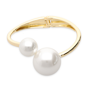 Pulseras met&aacute;licas con imitaci&oacute;n de perlas Dorado-blanco