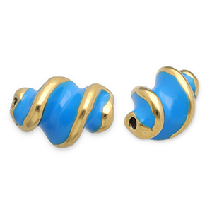 Abalorios Acero Inox espiral Dorado-azul