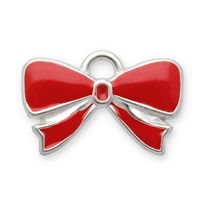 Colgantes Acero Inox lazo Plateado-rojo