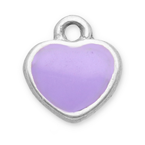 Colgantes Acero Inox coraz&oacute;n Plateado-lila