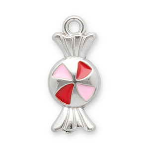 Colgantes Acero Inox caramelo Plateado-rojo-rosa