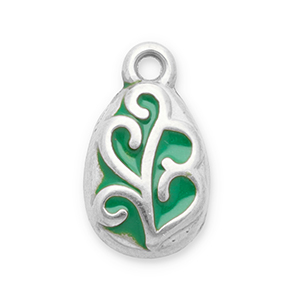 Colgantes Acero Inox hoja Plateado-verde