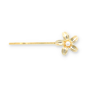 Accesorios para el pelo pasador para pelo flor con imitaci&oacute;n de perla Dorado-blanco