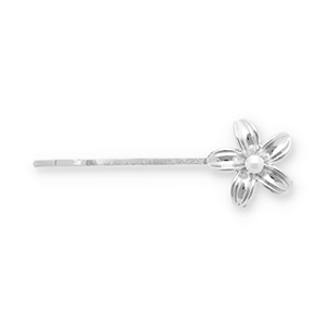 Accesorios para el pelo pasador para pelo flor con imitaci&oacute;n de perla Plateado-blanco