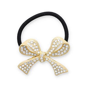 Accesorios para el pelo Coleteros para pelo con met&aacute;lico lazo con strass Dorado-negro-transparente