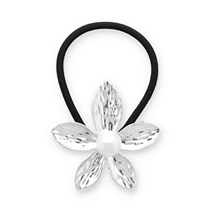 Accesorios para el pelo Coleteros para pelo con met&aacute;lico flor con imitaci&oacute;n de perla Plateado-negro-blanco