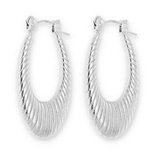 Pendientes Acero Inox criollas &oacute;valo Plateado