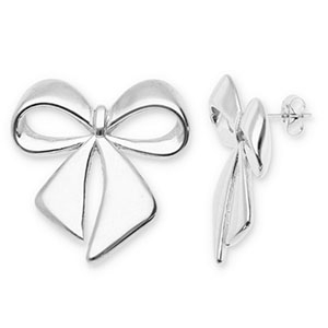 Pendientes Acero Inox lazo Plateado