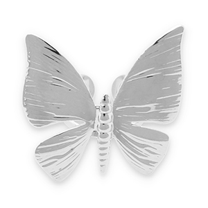 Anillos Acero Inox mariposa Plateado