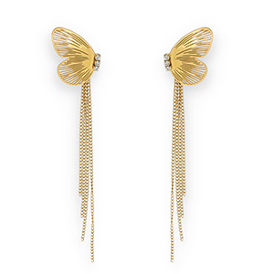 Pendientes Acero Inox mariposa Dorado