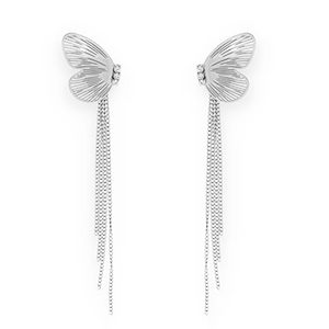 Pendientes Acero Inox mariposa Plateado