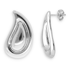 Pendientes Acero Inox gota Plateado