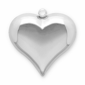 Colgantes Acero Inox coraz&oacute;n Plateado
