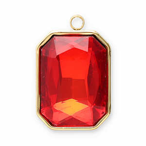 Colgantes Acero Inox faceteado rect&aacute;ngulo Dorado-rojo
