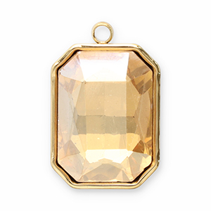 Colgantes Acero Inox faceteado rect&aacute;ngulo Dorado-champagne