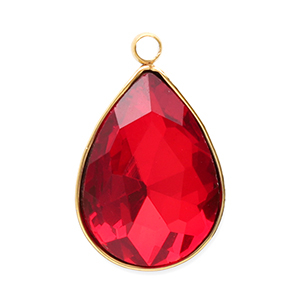 Colgantes Acero Inox faceteado gota Dorado-rojo