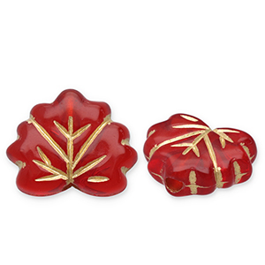 Abalorios acr&iacute;licos hoja Rojo-dorado