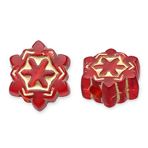 Abalorios acr&iacute;licos copo de nieve Rojo-dorado