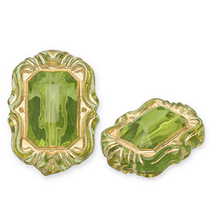 Abalorios acr&iacute;licos rect&aacute;ngulo Verde oliva-dorado