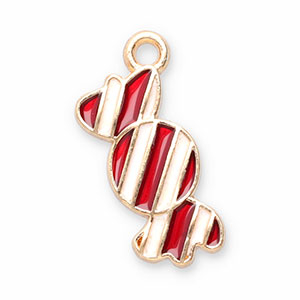 Colgantes met&aacute;licos caramelo Rojo-blanco-dorado