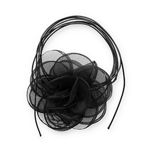 Choker con flor de organza Negro