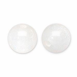 Abalorios acr&iacute;licos con glitter 8 mm Blanco-turquesa