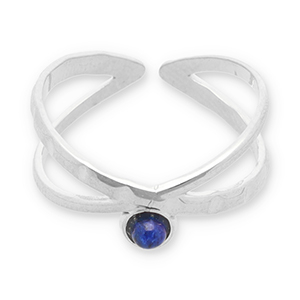 Anillos Acero Inox con piedra natural Plateado-azul oscuro