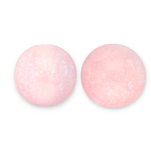 Abalorios acr&iacute;licos con glitter 6 mm Rosa claro-turquesa