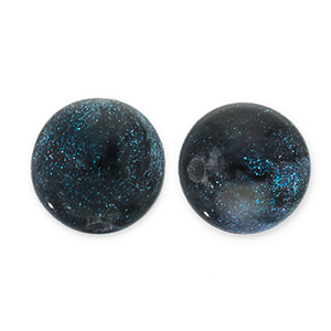 Abalorios acr&iacute;licos con glitter 8 mm Negro-turquesa