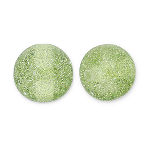 Abalorios acr&iacute;licos con glitter 12 mm Verde oliva-plateado