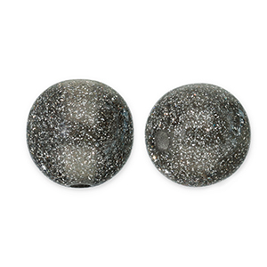 Abalorios acr&iacute;licos con glitter 12 mm Negro-plateado