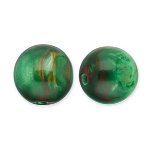 Abalorios de resina con glitter 12mm Verde-rojo