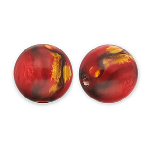 Abalorios de resina con glitter 12mm Rojo-dorado