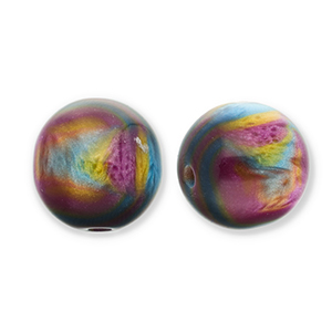 Abalorios de resina con glitter 12mm P&uacute;rpura-azul-dorado