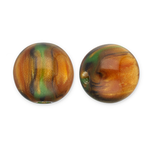 Abalorios de resina con glitter 14mm Naranja quemado-dorado-verde