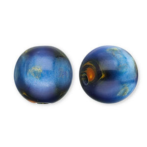 Abalorios de resina con glitter 14mm Azul-dorado