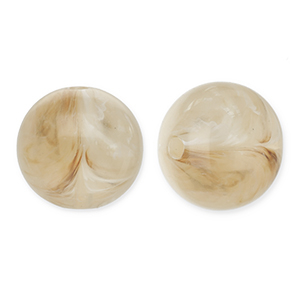 Abalorios acr&iacute;licos 12 mm redondos Marr&oacute;n beige-blanco