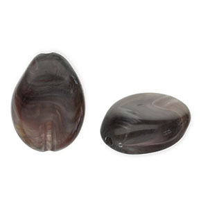 Abalorios acr&iacute;licos gota Gris oscuro-blanco